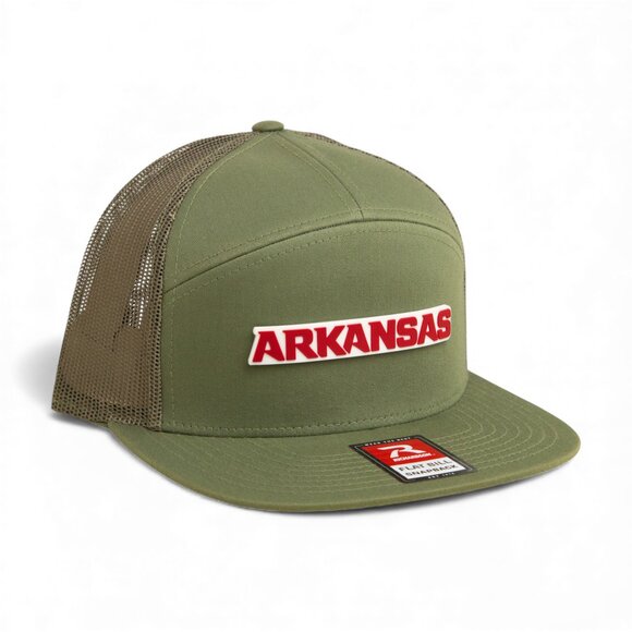 Arkansas Razorbacks ARKANSAS Red 3D Snapback Seven-Panel Trucker Hat- Loden - Picture 1 of 3